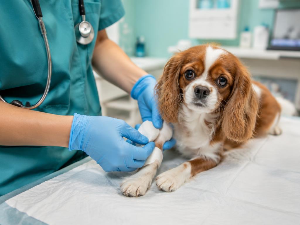 Veterinarian providing professional medical care to a dog